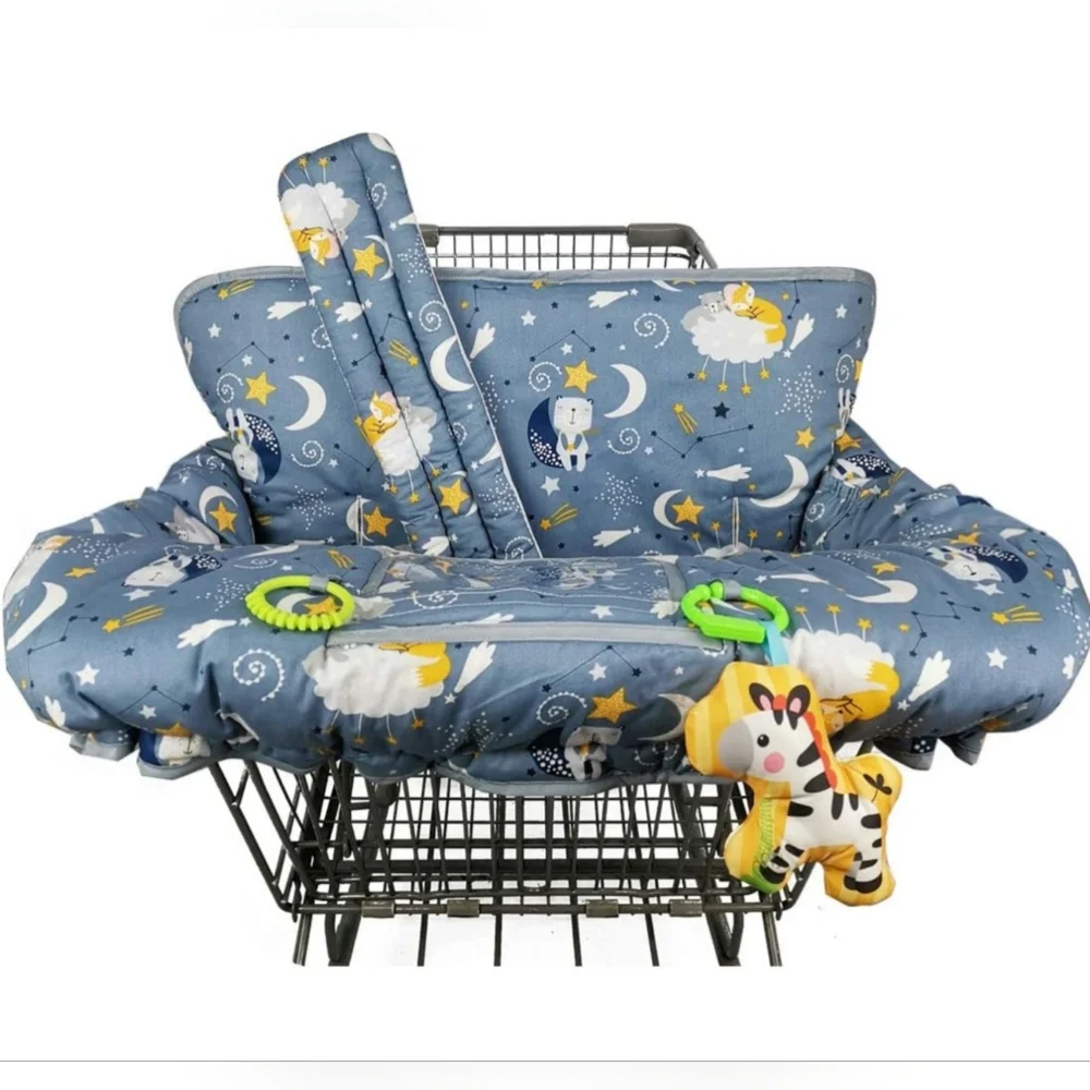 Padded Cover For Shopping Carts Or Highchairs By ICOPUCA In Blue Fox Sky Pattern - Picture 3 of 7